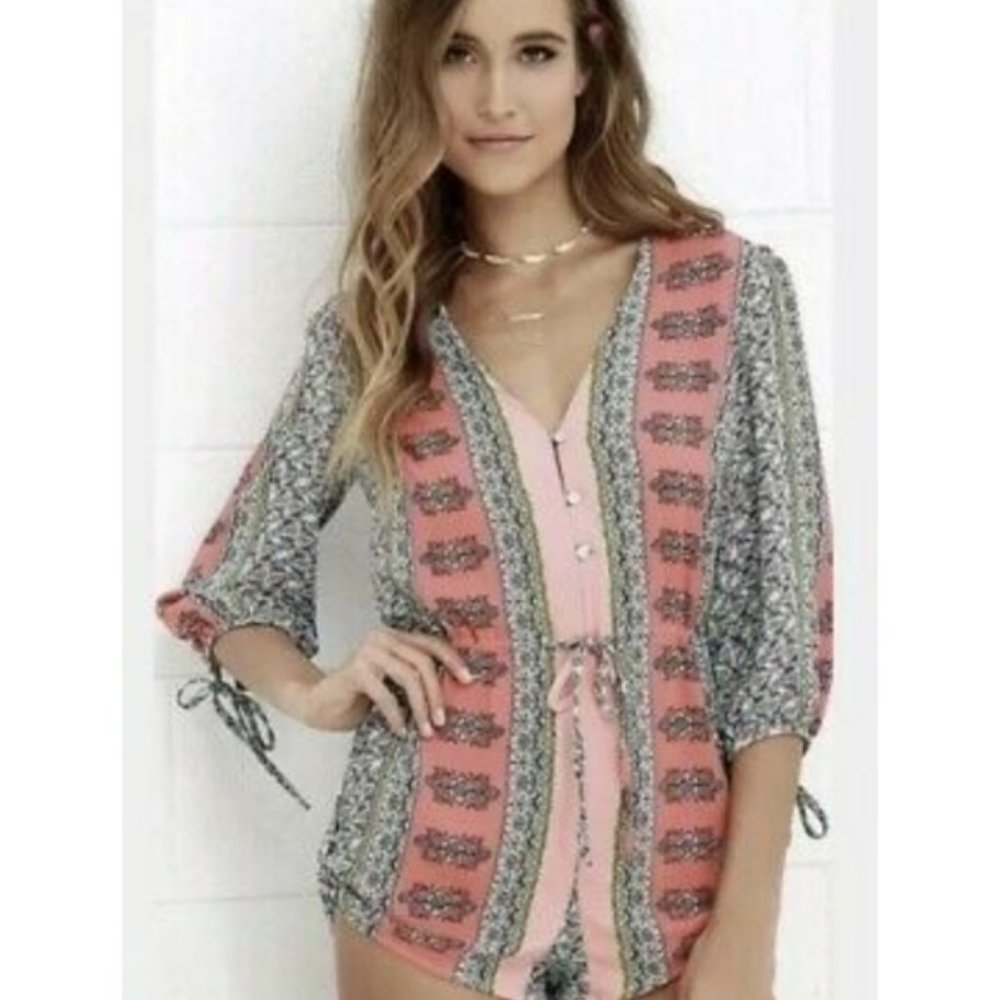 Lulus| Gypsy Coral Blue Romper